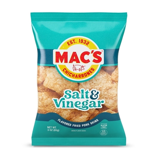 Mac's Box Of Salt & Vinegar Pork Skins-3 oz.-12/Case