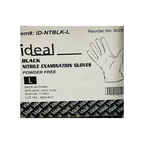 Ideal Nitrile Gloves Powder-Free Black Large 1000/Case