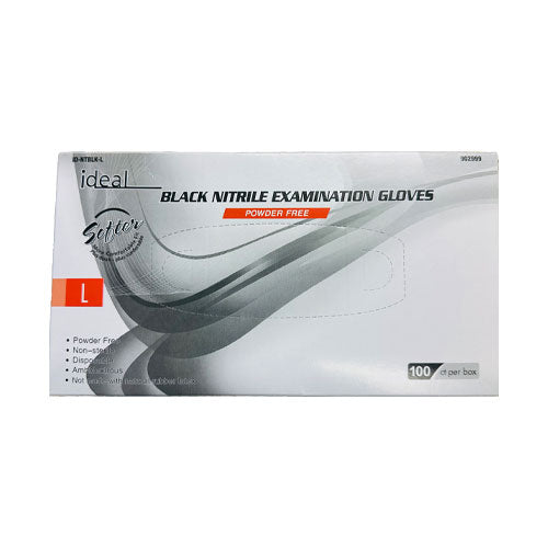 Ideal Nitrile Gloves Powder-Free Black Medium 1000/Case