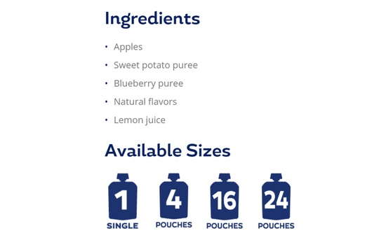 Buddy Fruits Blended Fruit Sweet Potato And Blueberry Puree-3.2 oz. Pack-18/Case