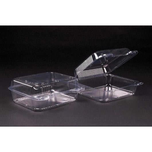 Durable Packaging Medium Container 8" Square 50 oz. 8.88x8x3 Clear 250/Case