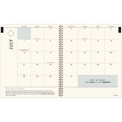 Cambridge Greenpath Academic Year Weekly/monthly Planner Floral Artwork 11"x9.38" Multicolor Cover 12-month: July 2024-june 2025