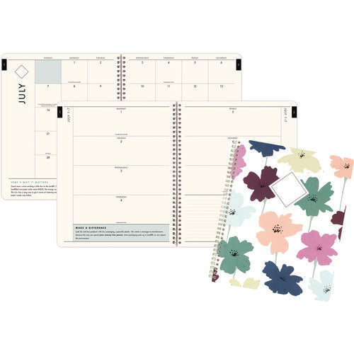 Cambridge Greenpath Academic Year Weekly/monthly Planner Floral Artwork 11"x9.38" Multicolor Cover 12-month: July 2024-june 2025