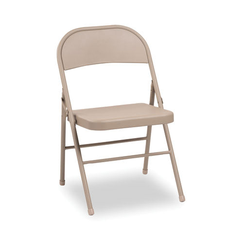 Alera All Steel Folding Chair Supports Up To 300 Lb 16.5" Seat Height Tan Seat Tan Back Tan Base 4/Case