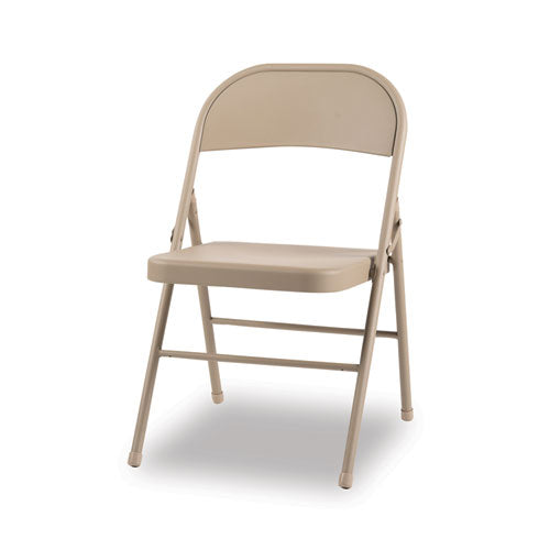 Alera All Steel Folding Chair Supports Up To 300 Lb 16.5" Seat Height Tan Seat Tan Back Tan Base 4/Case