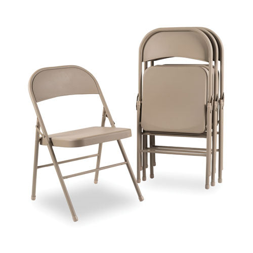 Alera All Steel Folding Chair Supports Up To 300 Lb 16.5" Seat Height Tan Seat Tan Back Tan Base 4/Case