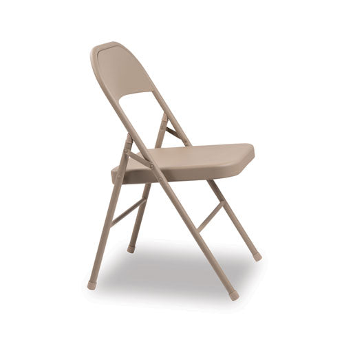 Alera All Steel Folding Chair Supports Up To 300 Lb 16.5" Seat Height Tan Seat Tan Back Tan Base 4/Case