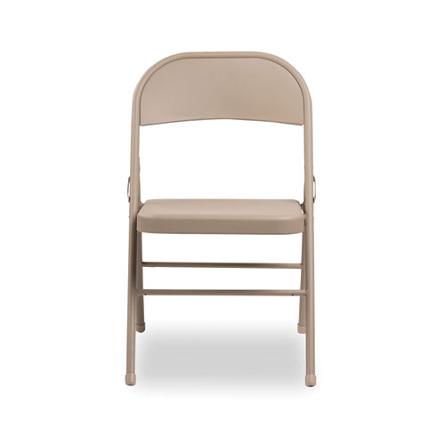 Alera All Steel Folding Chair Supports Up To 300 Lb 16.5" Seat Height Tan Seat Tan Back Tan Base 4/Case