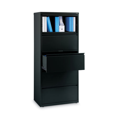 Alera Lateral File Five Legal/letter/a4-size File Drawers 30"x18.62"x67.62" Black