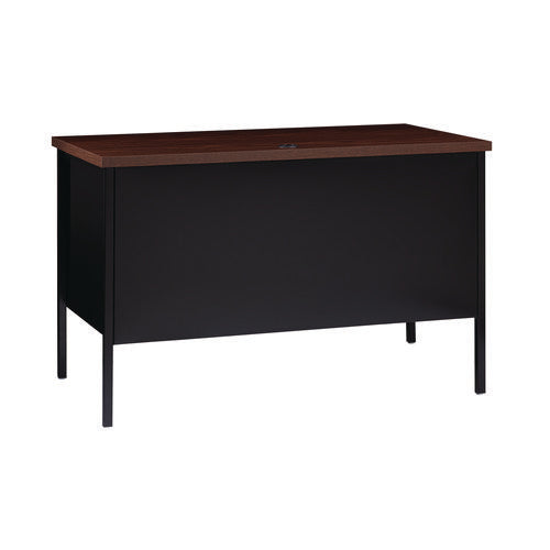 Alera Single Pedestal Steel Desk 45.5"x24"x29.5" Mocha/black Black Legs