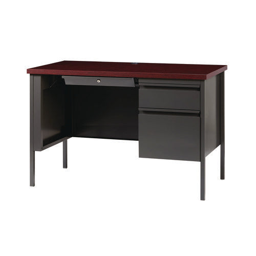 Alera Single Pedestal Steel Desk 45"x24"x29.5" Mahogany/charcoal Charcoal Legs