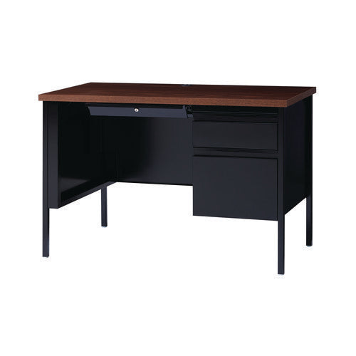 Alera Double Pedestal Steel Desk 60"x30"x29.5" Mocha/black Black Legs