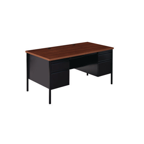 Alera Double Pedestal Steel Desk 60"x30"x29.5" Mocha/black Black Legs