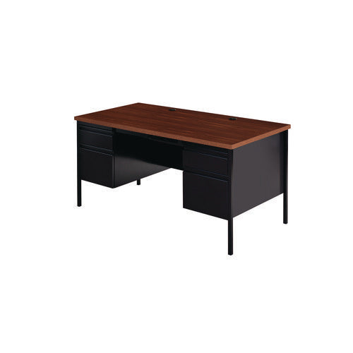 Alera Double Pedestal Steel Desk 60"x30"x29.5" Mocha/black Black Legs