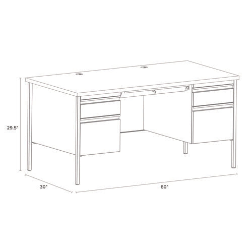 Alera Double Pedestal Steel Desk 60"x30"x29.5" Mahogany/charcoal Charcoal Legs