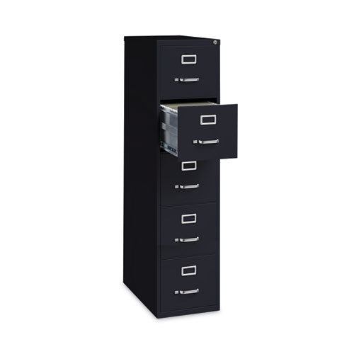 Alera Five-drawer Economy Vertical File Letter-size File Drawers 15"x26.5"x61.37" Black