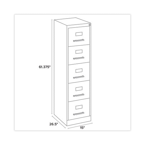 Alera Five-drawer Economy Vertical File Letter-size File Drawers 15"x26.5"x61.37" Putty