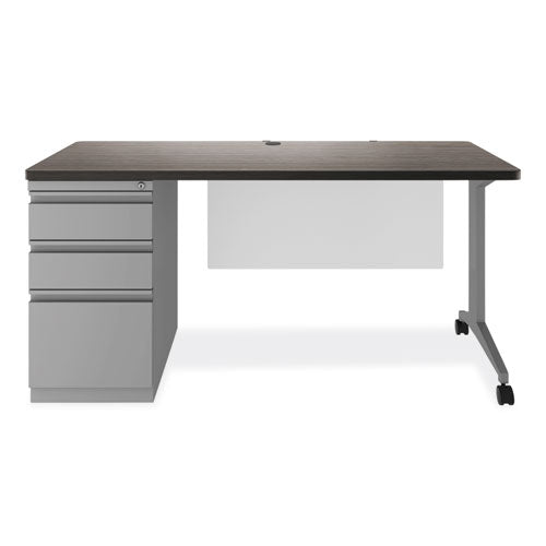 Alera Modern Teacher Series Pedestal Desk Left-side Pedestal: Box/box/file 60"x24"x28.75" Charcoal Woodgrain/gray