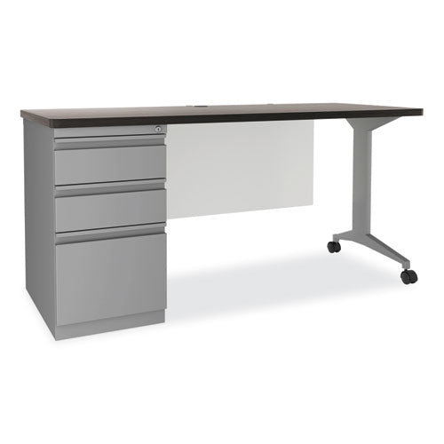 Alera Modern Teacher Series Pedestal Desk Left-side Pedestal: Box/box/file 60"x24"x28.75" Charcoal Woodgrain/gray