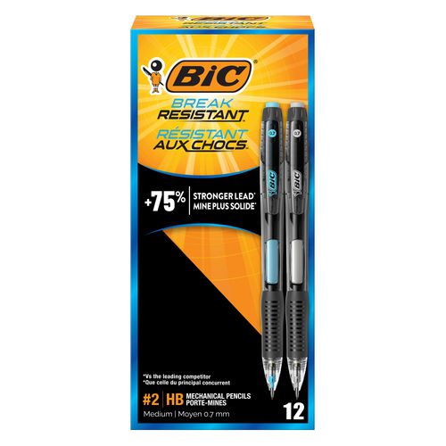 BIC Break-resistant Mechanical Pencils With Erasers 0.7 Mm Hb (#2) Black Lead Assorted Barrel Colors Dozen