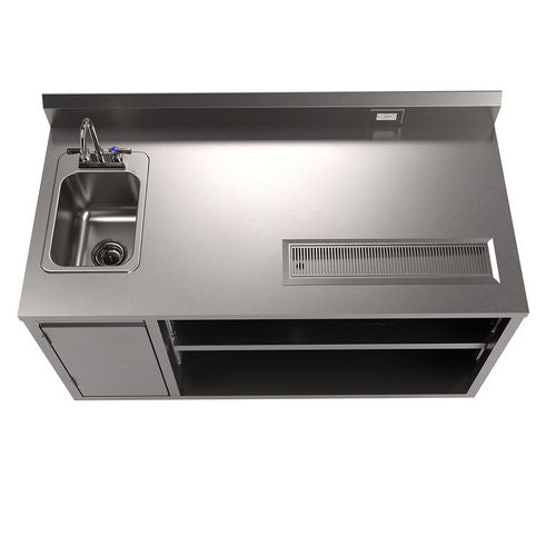 BK Resources Stainless Steel Beverage Table With Left Sink Rectangular 30"x60"x41.5" Silver Top Silver Base/legs