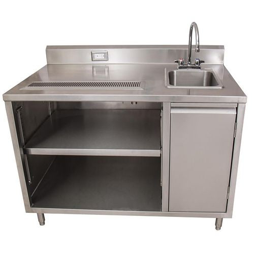 BK Resources Stainless Steel Beverage Table With Right Sink Rectangular 30"x60"x41.5" Silver Top Silver Base/legs