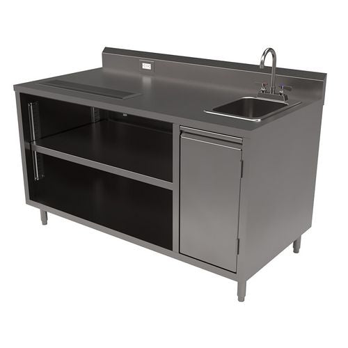 BK Resources Stainless Steel Beverage Table With Right Sink Rectangular 30"x60"x41.5" Silver Top Silver Base/legs