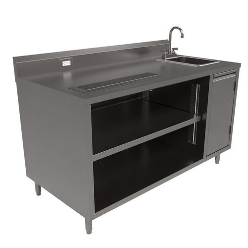 BK Resources Stainless Steel Beverage Table With Right Sink Rectangular 30"x60"x41.5" Silver Top Silver Base/legs