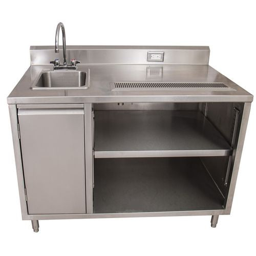 BK Resources Stainless Steel Beverage Table With Left Sink Rectangular 30"x72"x41.5" Silver Top Silver Base/legs