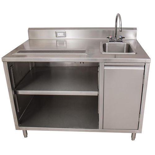 BK Resources Stainless Steel Beverage Table With Right Sink Rectangular 30"x72"x41.5" Silver Top Silver Base/legs