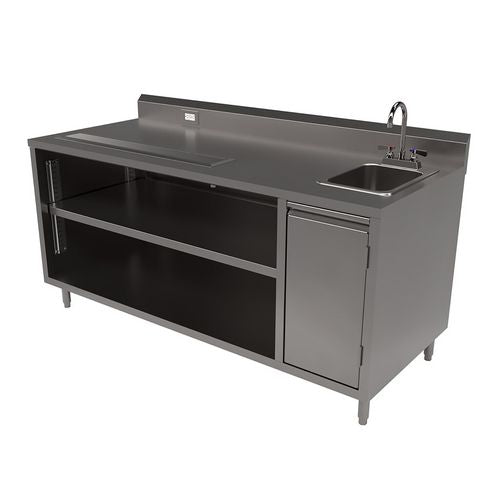 BK Resources Stainless Steel Beverage Table With Right Sink Rectangular 30"x72"x41.5" Silver Top Silver Base/legs