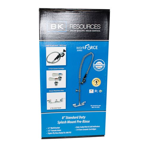 BK Resources Workforce Prerinse Add-a-faucet 8" Height Chrome