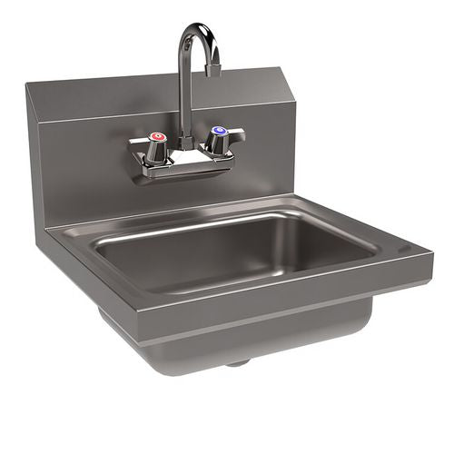 BK Resources Stainless Steel Hand Sink With Faucet 14" Lx10" Wx5" D