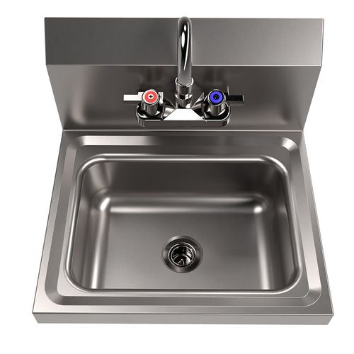BK Resources Stainless Steel Hand Sink With Faucet 14" Lx10" Wx5" D