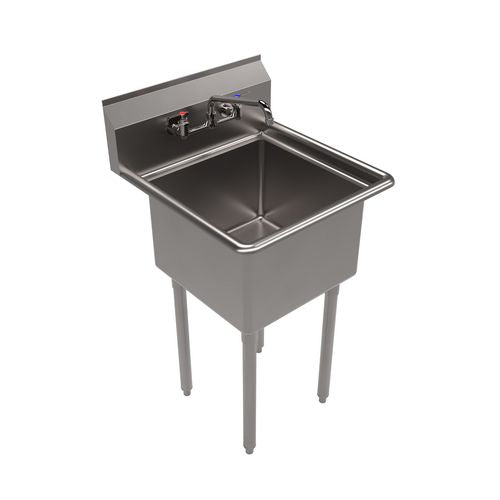 BK Resources Stainless Steel Sink And Faucet Bundle Sink/faucet/faucet Mounting Kit/drain 18" Lx18" Wx14" D