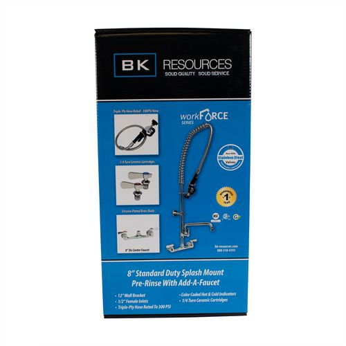 BK Resources Workforce Prerinse Add-a-faucet 4.62" Height/12" Reach Chrome