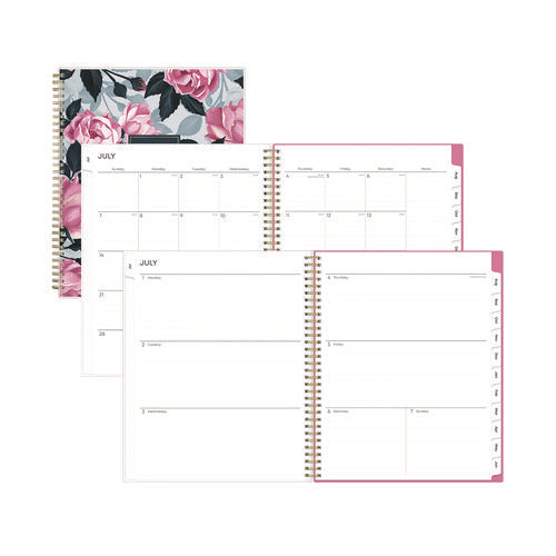 Blue Sky Roosevelt Pink Academic Weekly/monthly Planner Floral Artwork 11"x8.5" Pink/gray Cover 12-month (july-june): 2024-2025