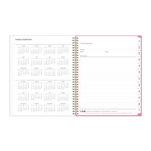 Blue Sky Roosevelt Pink Academic Weekly/monthly Planner Floral Artwork 11"x8.5" Pink/gray Cover 12-month (july-june): 2024-2025