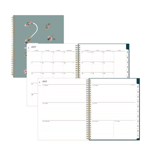 Blue Sky Greta Academic Year Weekly/monthly Planner Floral Artwork 11.5x8 Green Cover 12-month (july-june): 2024 To 2025