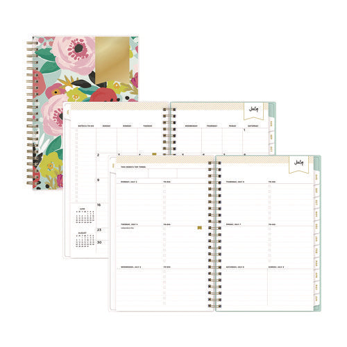 Blue Sky Day Designer "secret Garden Mint" Academic Year Weekly/monthly Notes Planner 8x5 12-month (july To June): 2024-2025