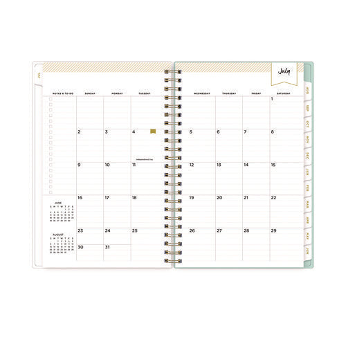 Blue Sky Day Designer "secret Garden Mint" Academic Year Weekly/monthly Notes Planner 8x5 12-month (july To June): 2024-2025