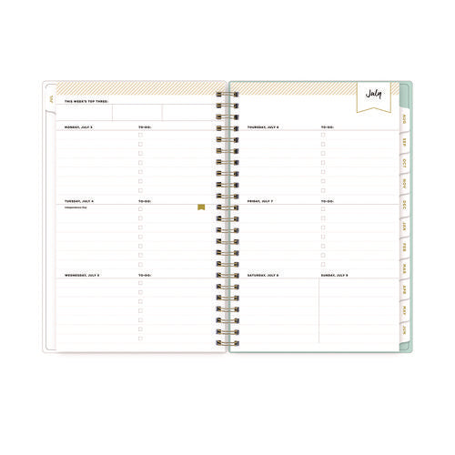 Blue Sky Day Designer "secret Garden Mint" Academic Year Weekly/monthly Notes Planner 8x5 12-month (july To June): 2024-2025