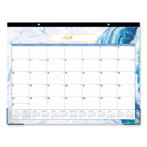 Blue Sky Gemma Academic Year Desk Pad Calendar Geode Artwork 22x17 White/blue/green Sheets 12-month (july To June): 2024 To 2025