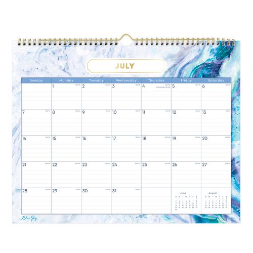 Blue Sky Gemma Academic Wall Calendar Geode Artwork 15"x12" White/blue Sheets 12-month (july To June): 2024 To 2025