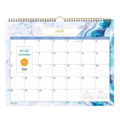 Blue Sky Gemma Academic Wall Calendar Geode Artwork 15"x12" White/blue Sheets 12-month (july To June): 2024 To 2025