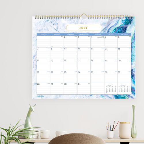 Blue Sky Gemma Academic Wall Calendar Geode Artwork 15"x12" White/blue Sheets 12-month (july To June): 2024 To 2025