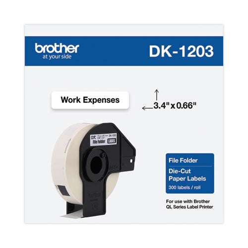 Brother Die-cut File Folder Labels 0.66"x3.4" White 300 Labels/roll