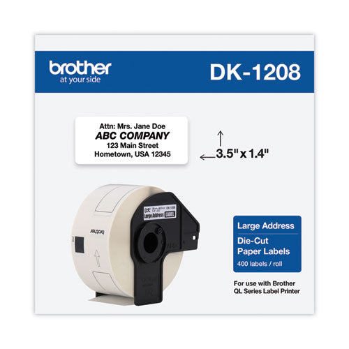 Brother Die-cut Address Labels 1.4"x3.5" White 400 Labels/roll