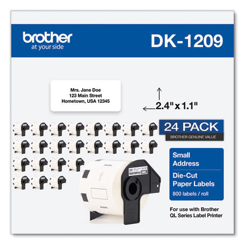 Brother Die-cut Address Labels 1.1x2.4 White 800 Labels/roll 24 Rolls/pack