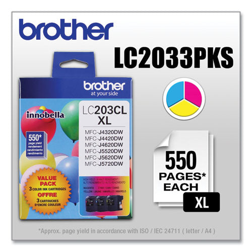 Brother Lc2033pks Innobella High-yield Ink 550 Page-yield Cyan/magenta/yellow